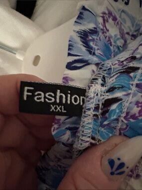 Fashion Floral Wide Leg Jumpsuit Pants in White and Blue - Fashion